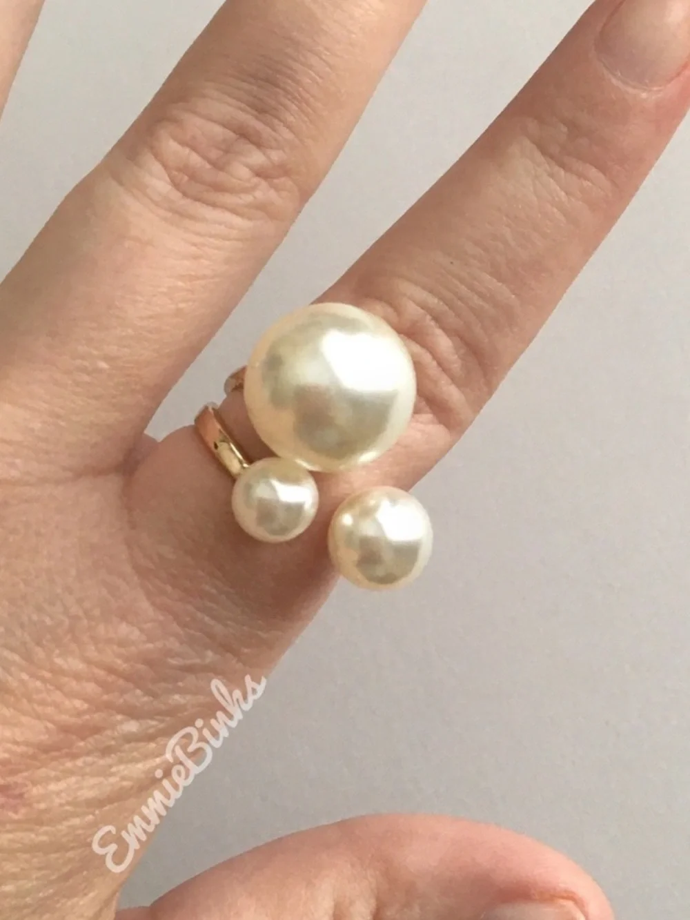 ✨3for$38  New Faux Pearl Trio Adjustable Statement Ring Pearl Illusion Cuff Ring